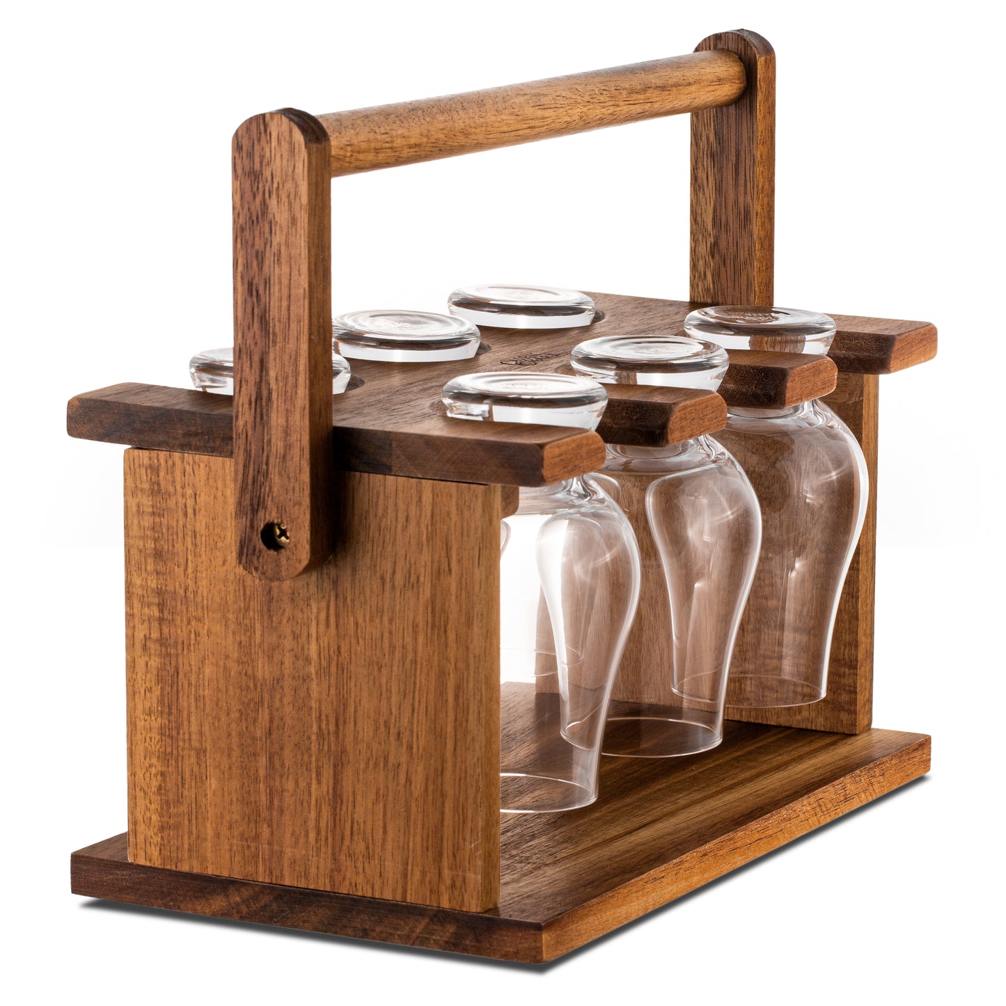 CairnCaddy Glassware Carrier (Dark Hardwood)