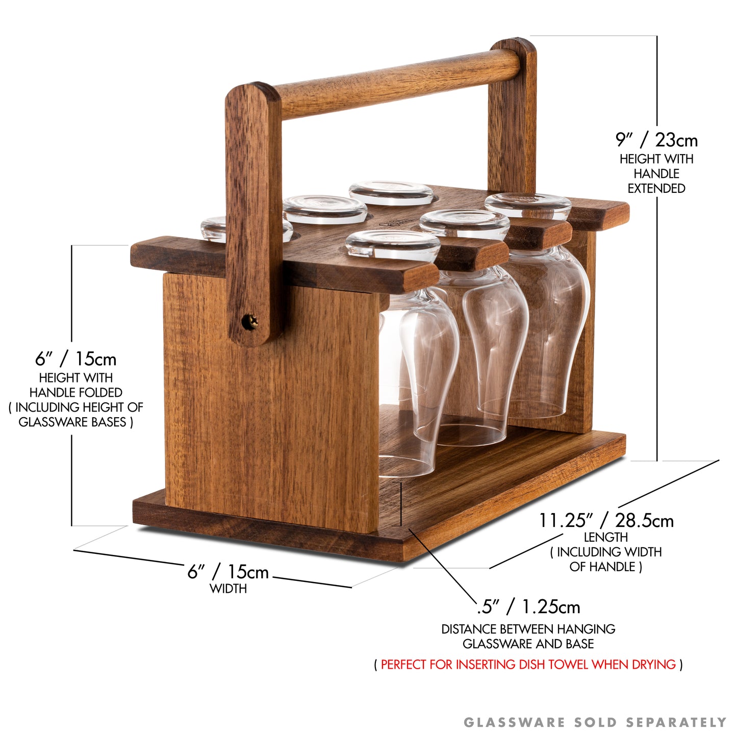 CairnCaddy Glassware Carrier (Dark Hardwood)