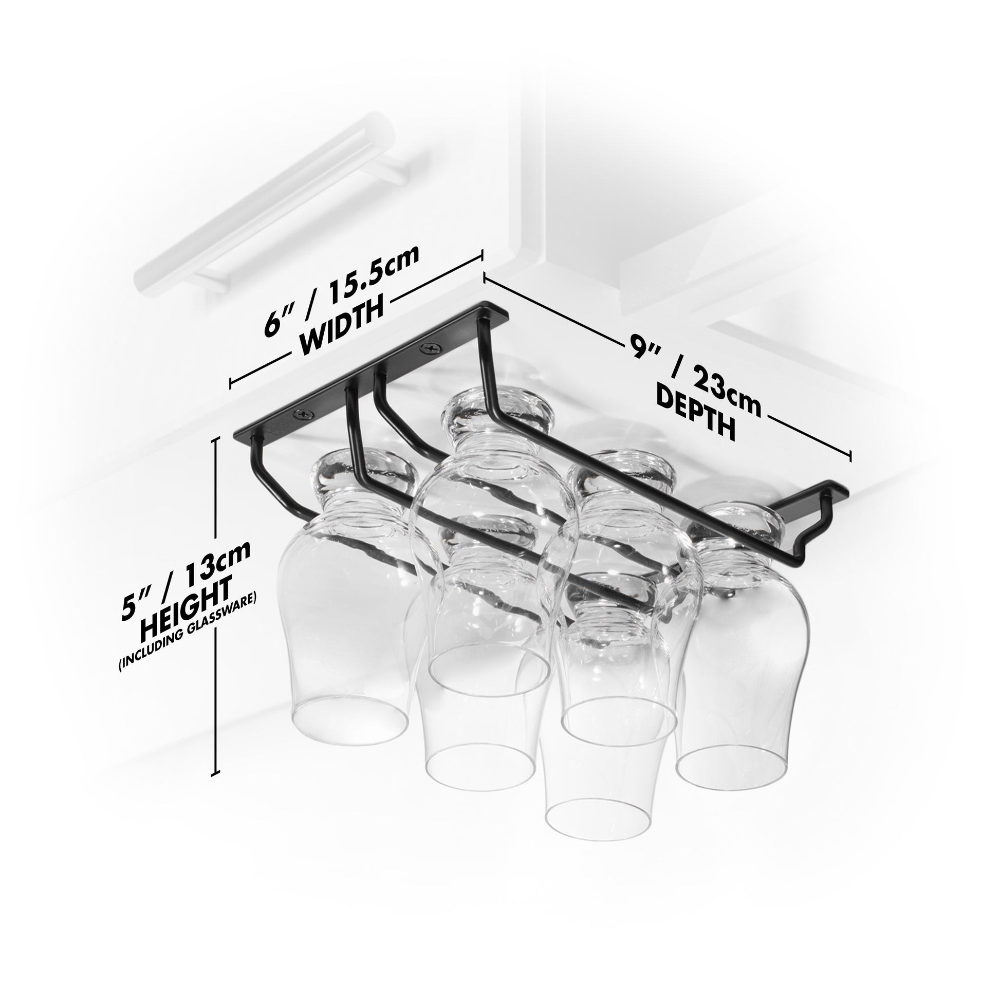Cairn Craft CairnCradle Whiskey Glass Rack - Under Cabinet Whisky Tasting Glasses Holder Storage Hanger Metal Organizer for Bar Kitchen (2 Across x 3 Deep