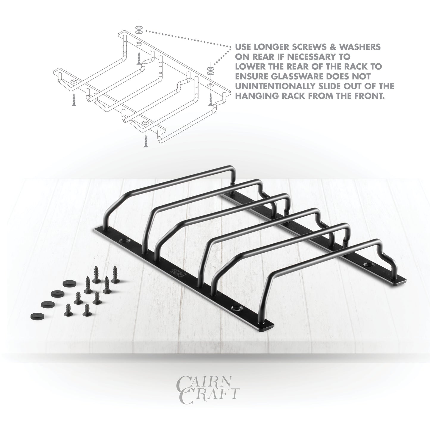 CairnCradle Whiskey Glass Rack - Under Cabinet Whisky Tasting Glasses Holder Storage Hanger Metal Organizer for Bar Kitchen