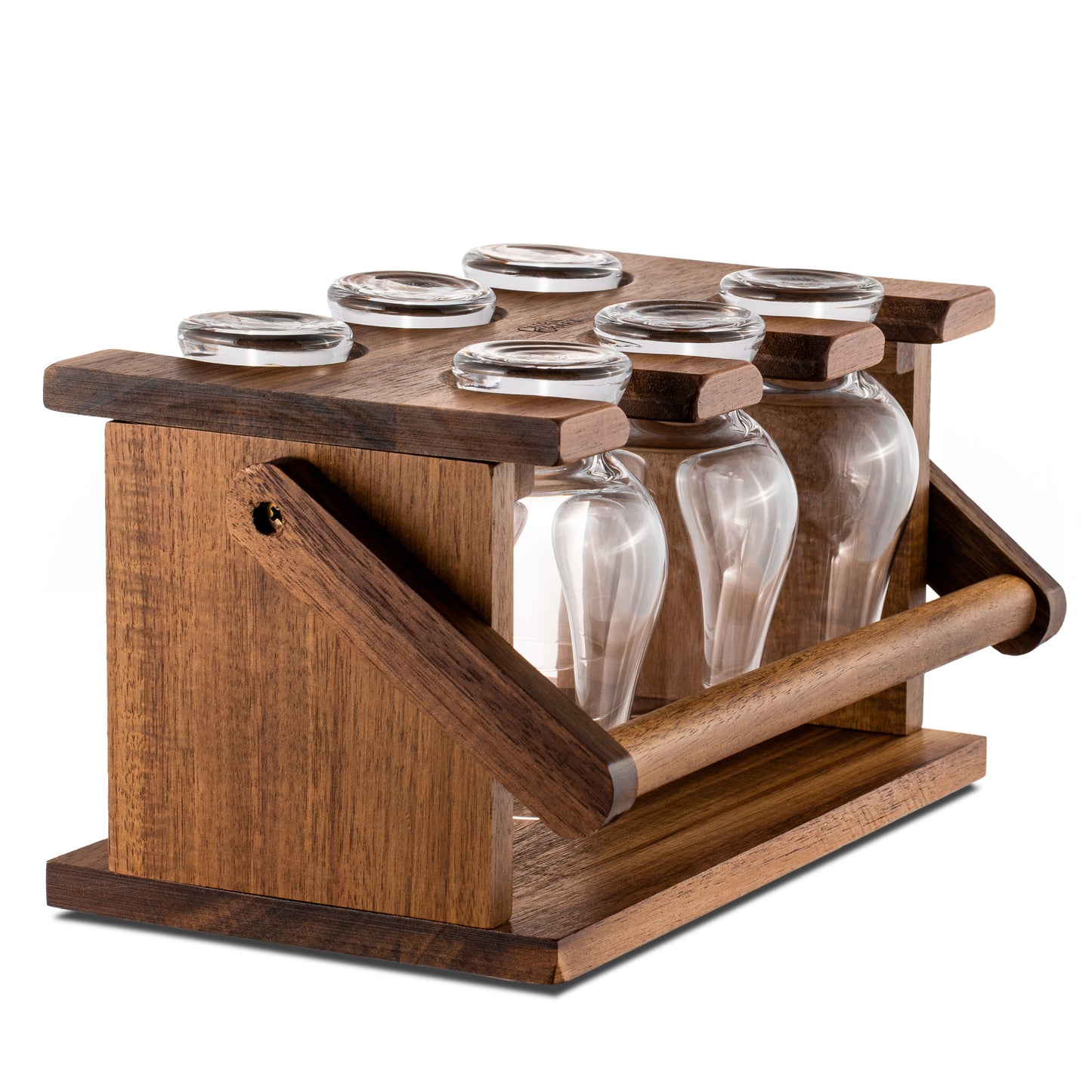 CairnCaddy Glassware Carrier (Dark Hardwood)
