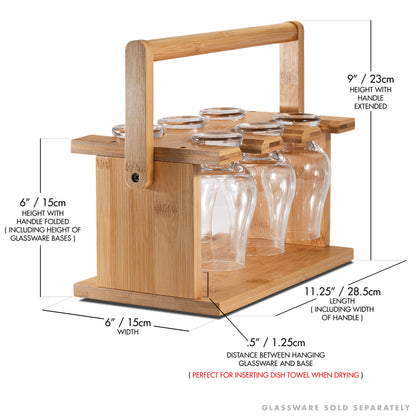 CairnCaddy Bamboo Whiskey Glass Holder - Carrier and Drying Rack for Whisky Tasting Glassware  --