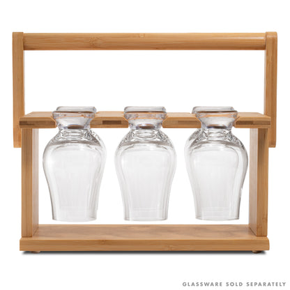 CairnCaddy Bamboo Whiskey Glass Holder - Carrier and Drying Rack for Whisky Tasting Glassware  --