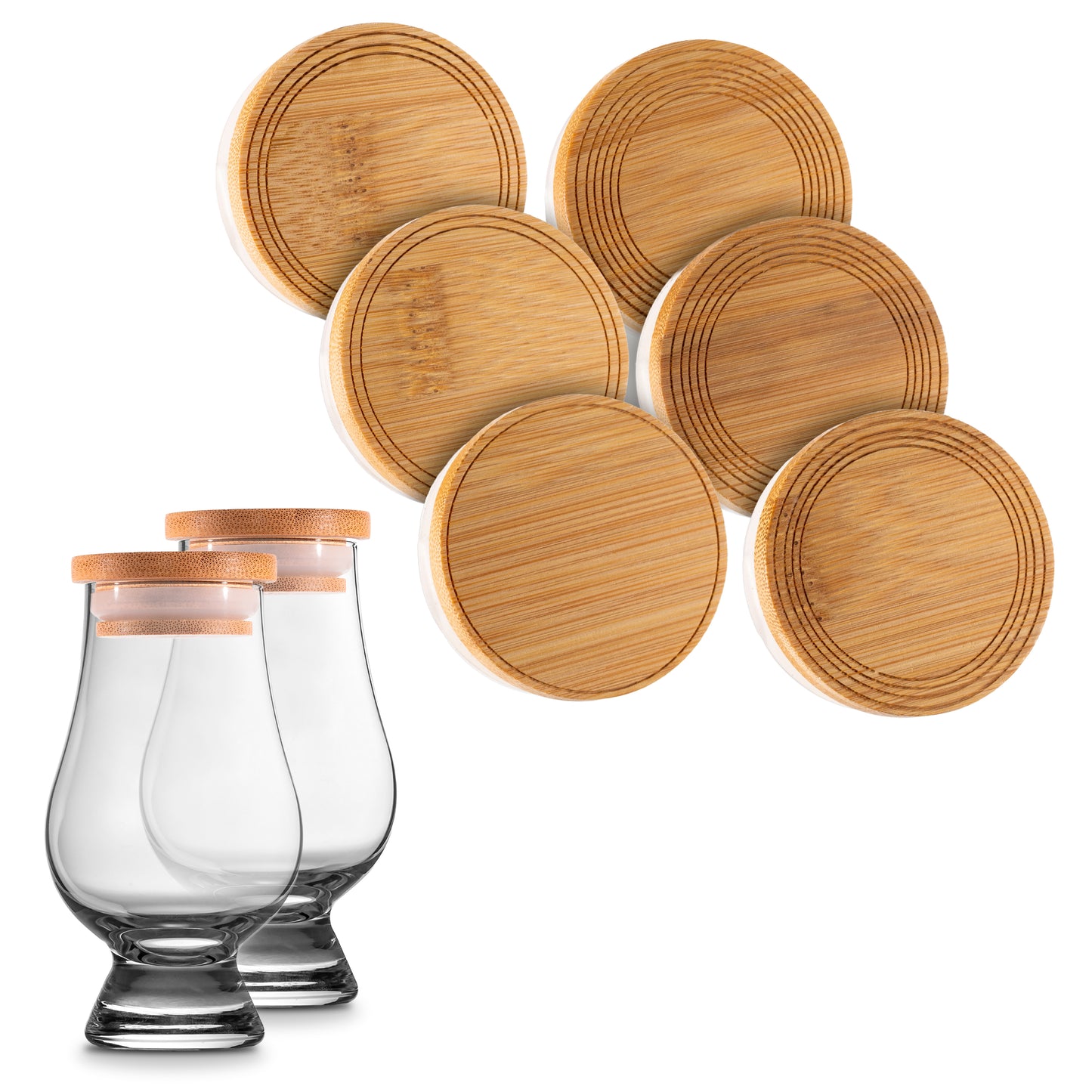 CairnCaps Glassware Lids (Natural Bamboo)