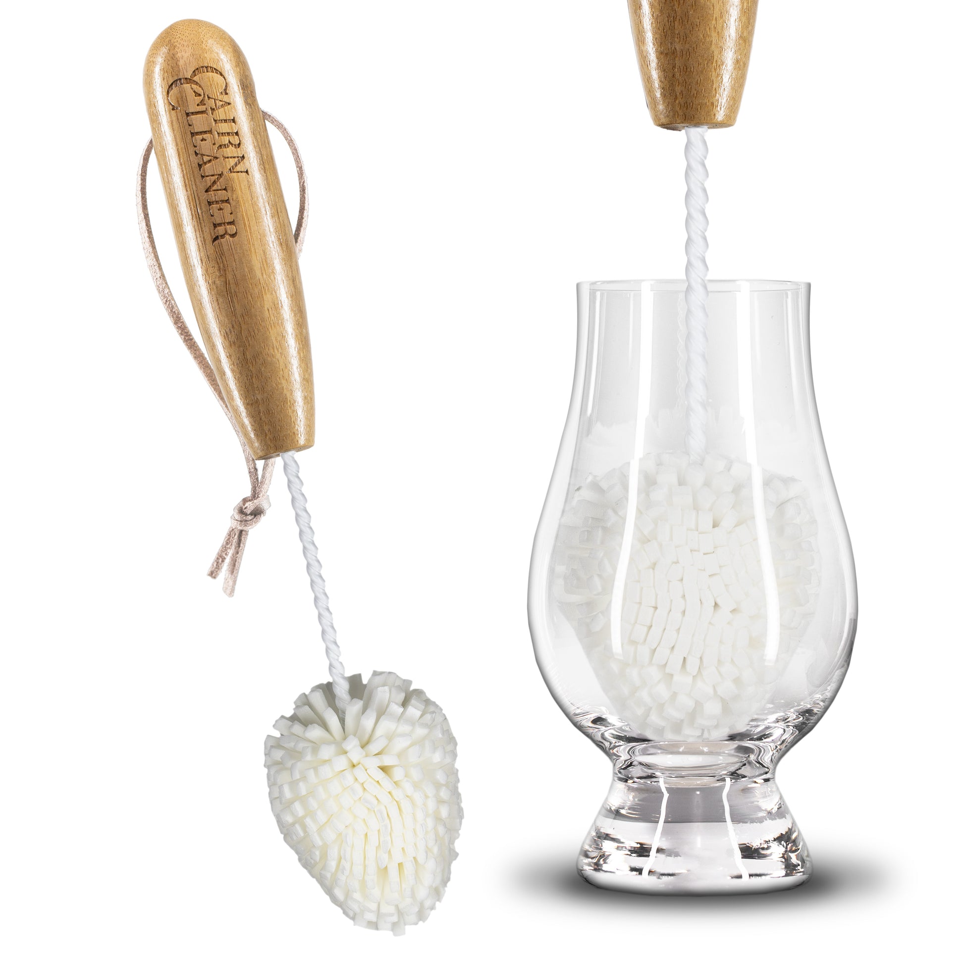 CairnCleaner Whiskey Tasting Glass Brush - Also for wine glasses and champagne flutes, Natural Bamboo